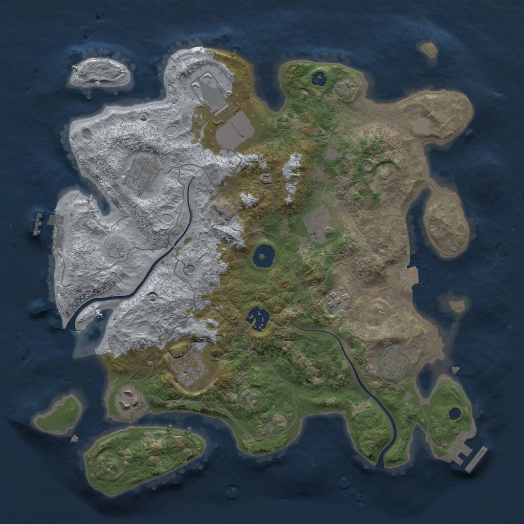 Rust Map: Procedural Map, Size: 3500, Seed: 1762824333, 14 Monuments