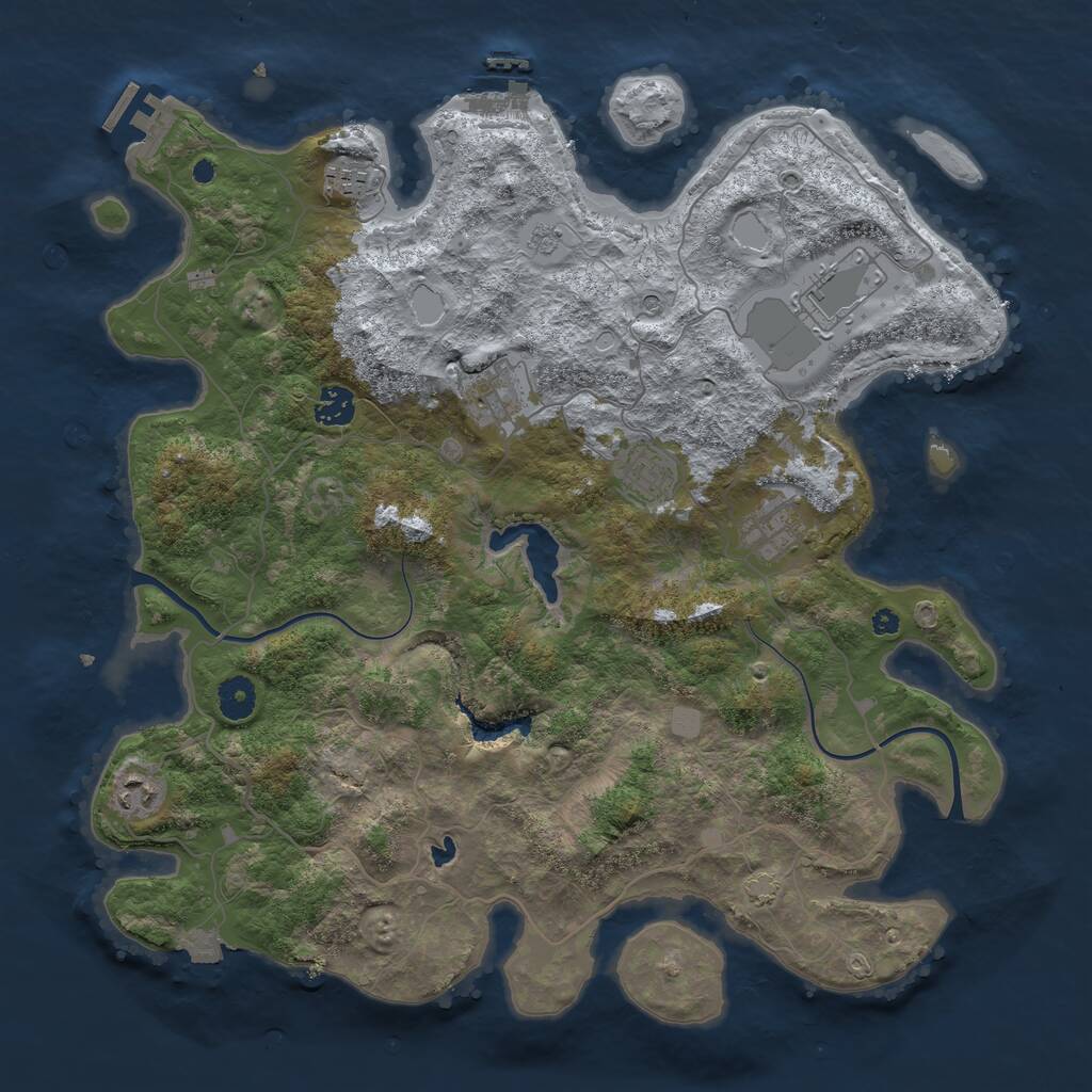 Rust Map: Procedural Map, Size: 4000, Seed: 1153639253, 13 Monuments