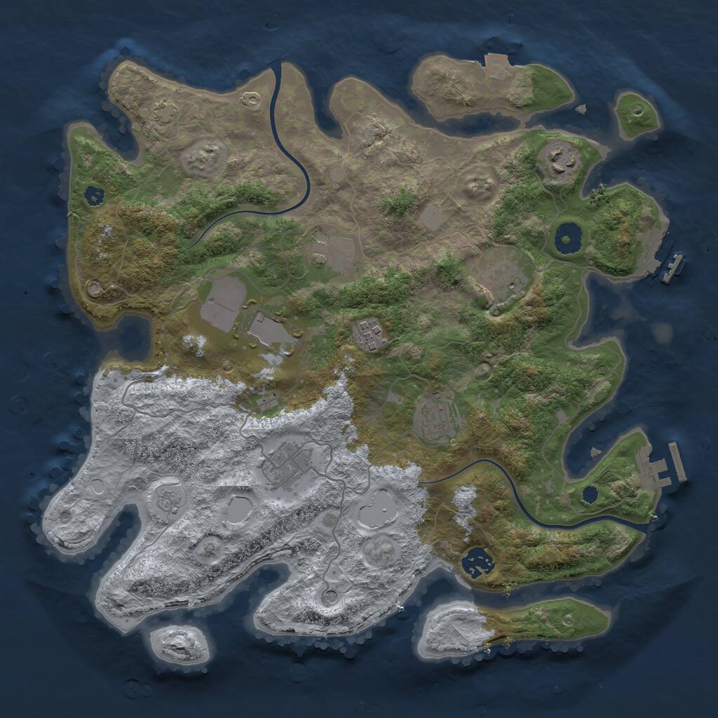 Rust Map: Procedural Map, Size: 3600, Seed: 2174369, 14 Monuments