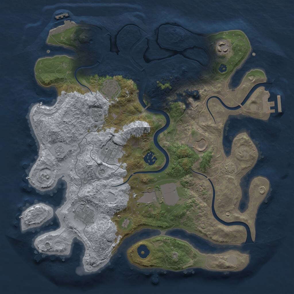 Rust Map: Procedural Map, Size: 3500, Seed: 126456279, 14 Monuments