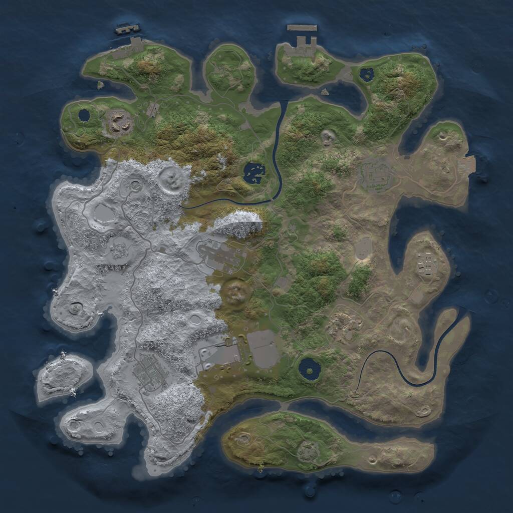 Rust Map: Procedural Map, Size: 3500, Seed: 126456279, 14 Monuments