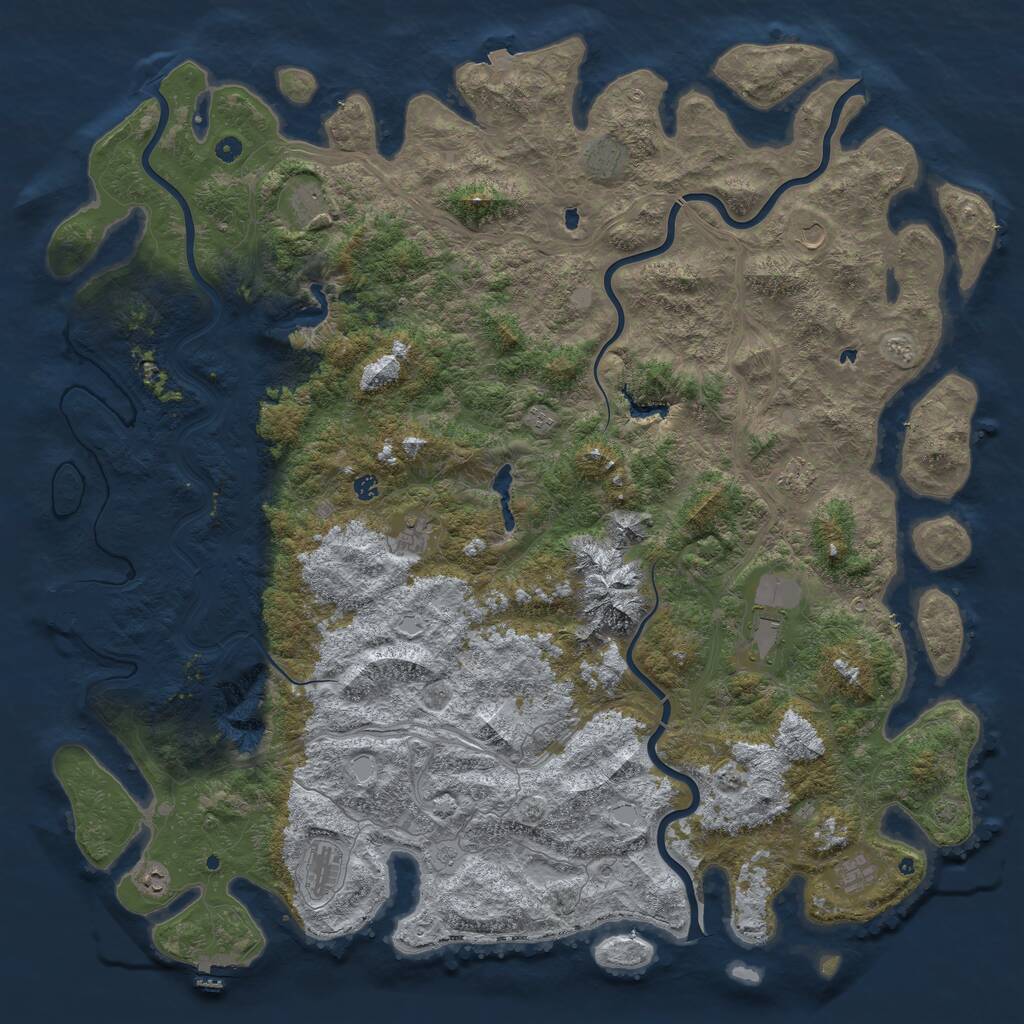 Rust Map: Procedural Map, Size: 6000, Seed: 1944994596, 17 Monuments