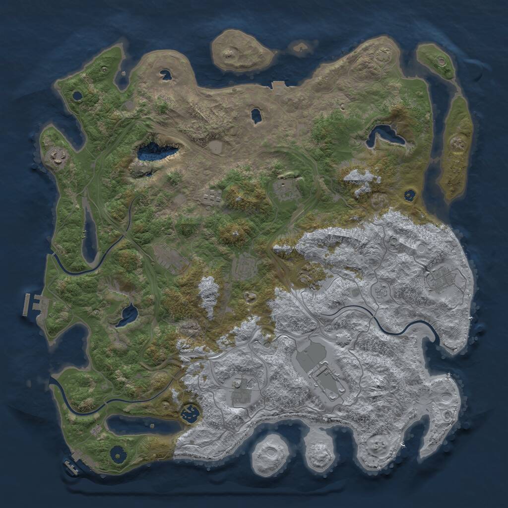 Rust Map: Procedural Map, Size: 4500, Seed: 316931, 16 Monuments