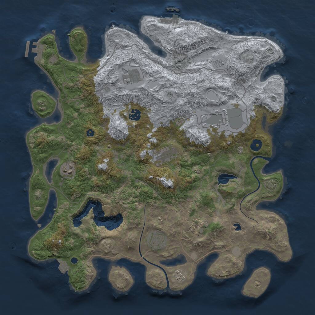 Rust Map: Procedural Map, Size: 4000, Seed: 392382843, 14 Monuments