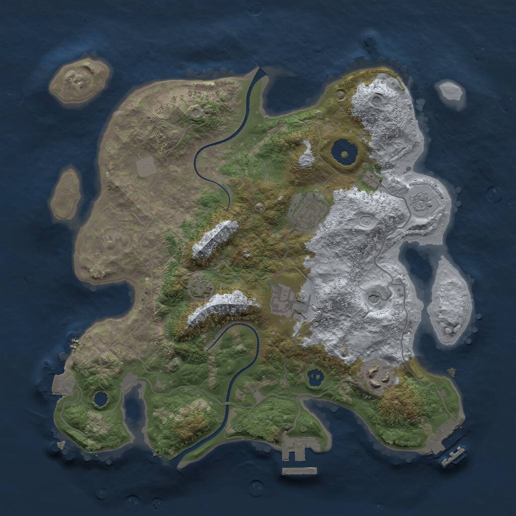 Rust Map: Procedural Map, Size: 3000, Seed: 15377, 9 Monuments