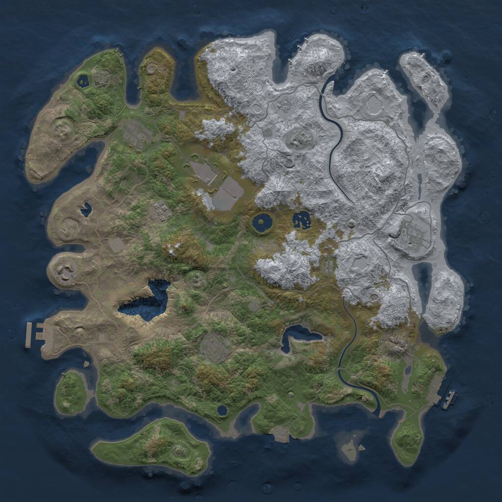 Rust Map: Procedural Map, Size: 4000, Seed: 604749400, 13 Monuments