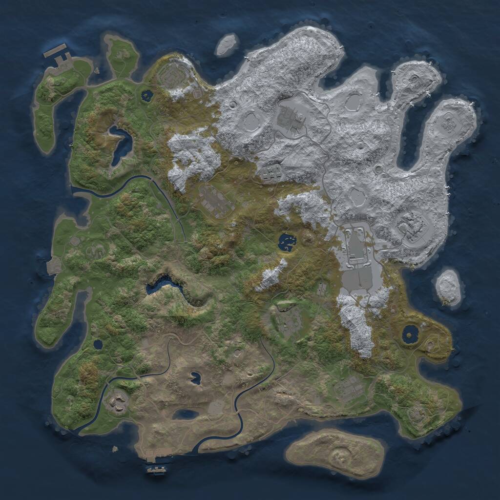 Rust Map: Procedural Map, Size: 4200, Seed: 55397195, 16 Monuments