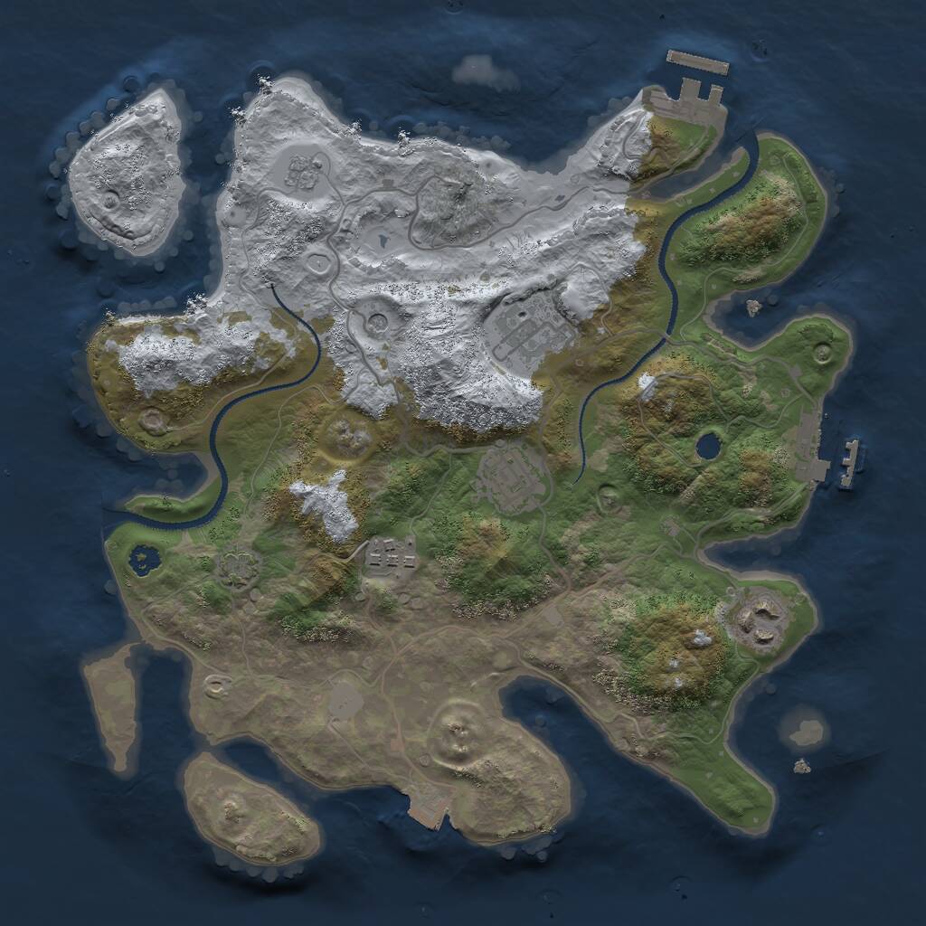 Rust Map: Procedural Map, Size: 3000, Seed: 1613526548, 10 Monuments