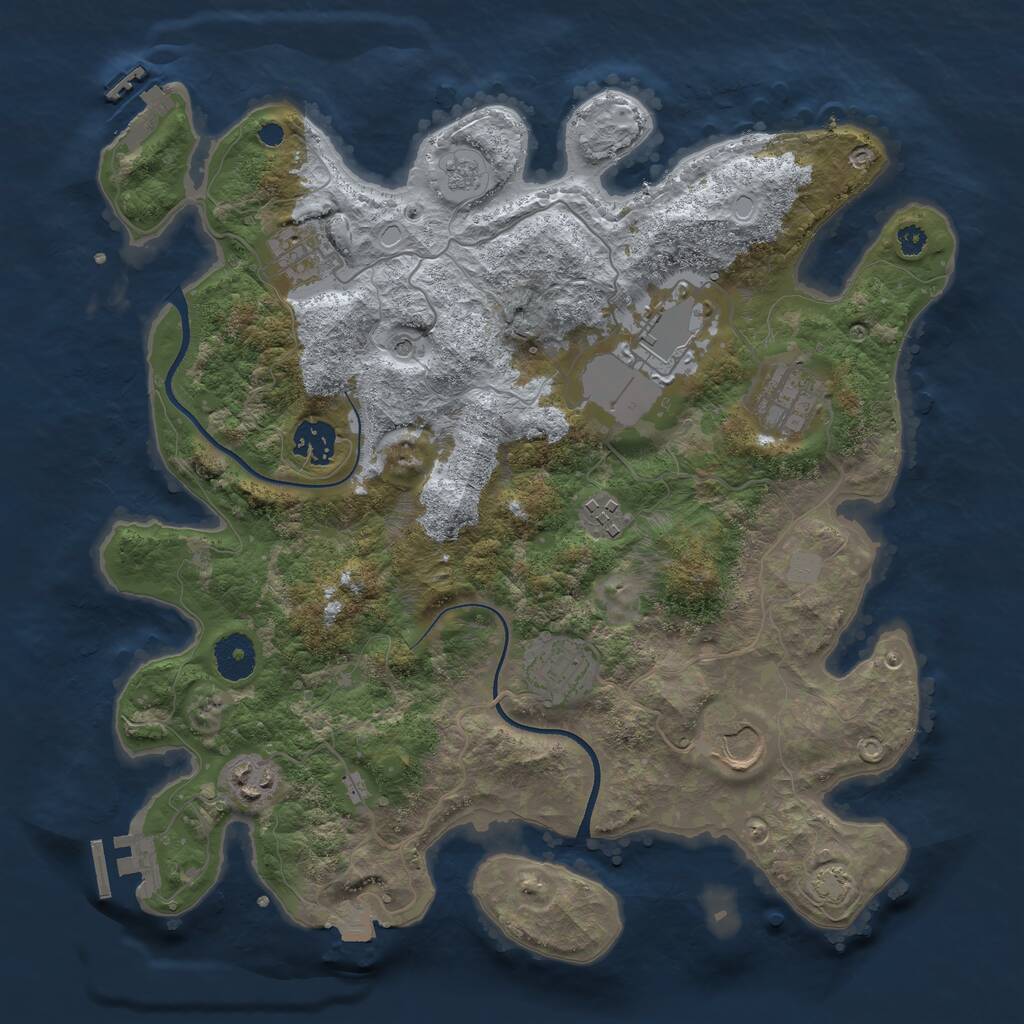 Rust Map: Procedural Map, Size: 3500, Seed: 1274715562, 14 Monuments