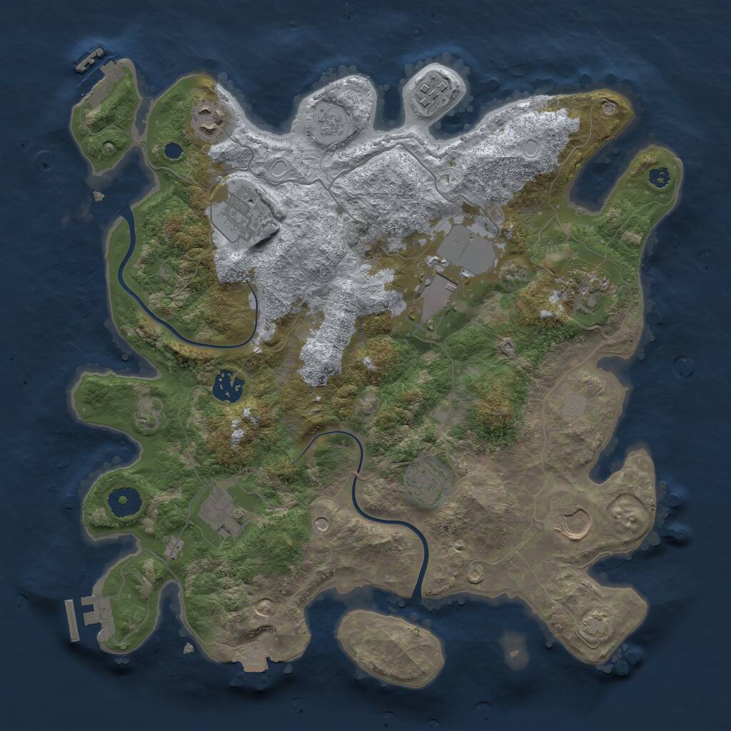 Rust Map: Procedural Map, Size: 3500, Seed: 1274715562, 15 Monuments