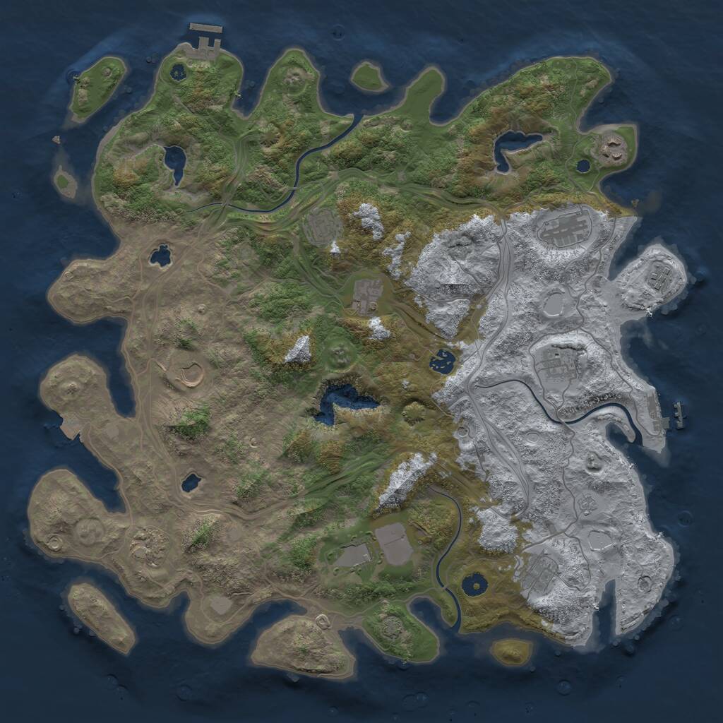 Rust Map: Procedural Map, Size: 4500, Seed: 1612286807, 19 Monuments