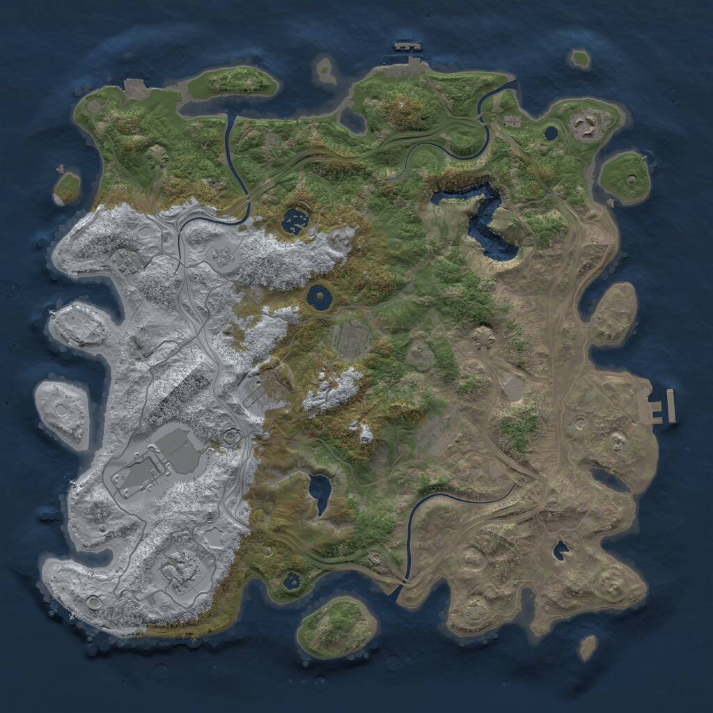 Rust Map: Procedural Map, Size: 4250, Seed: 2096679490, 14 Monuments