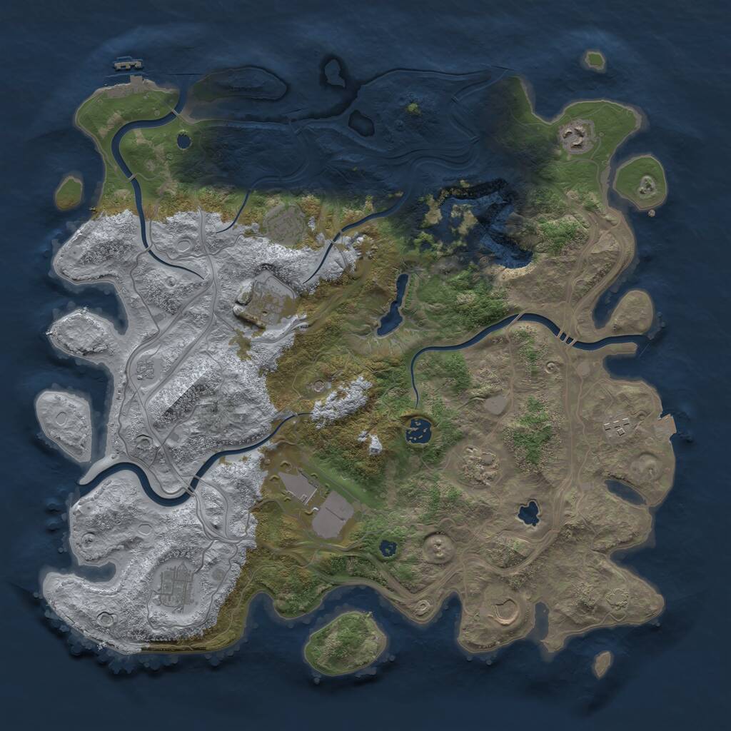 Rust Map: Procedural Map, Size: 4250, Seed: 2096679490, 16 Monuments