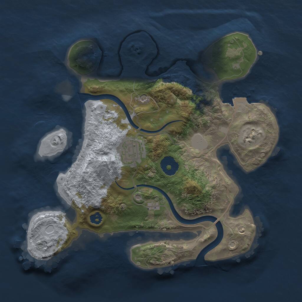 Rust Map: Procedural Map, Size: 2500, Seed: 3453465, 3 Monuments