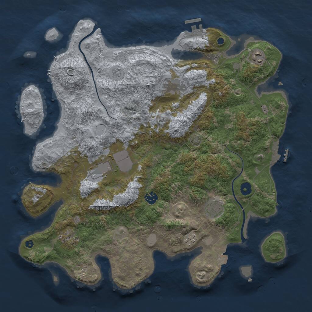 Rust Map: Procedural Map, Size: 3800, Seed: 162092, 13 Monuments