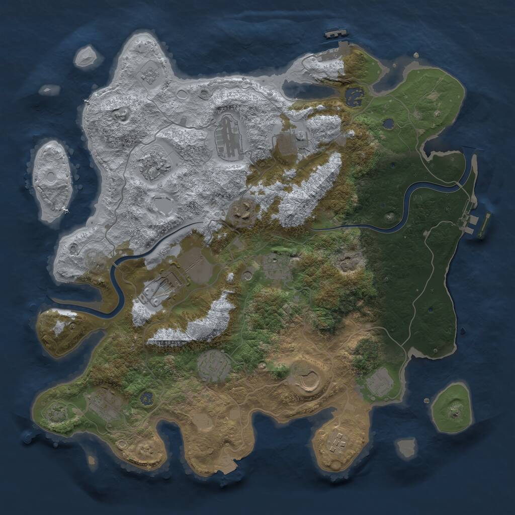 Rust Map: Procedural Map, Size: 3800, Seed: 162092, 19 Monuments