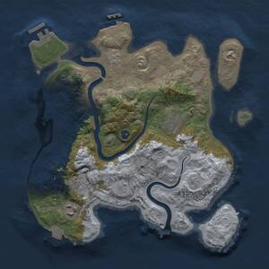 Thumbnail Rust Map: Procedural Map, Size: 3000, Seed: 1658861423, 10 Monuments