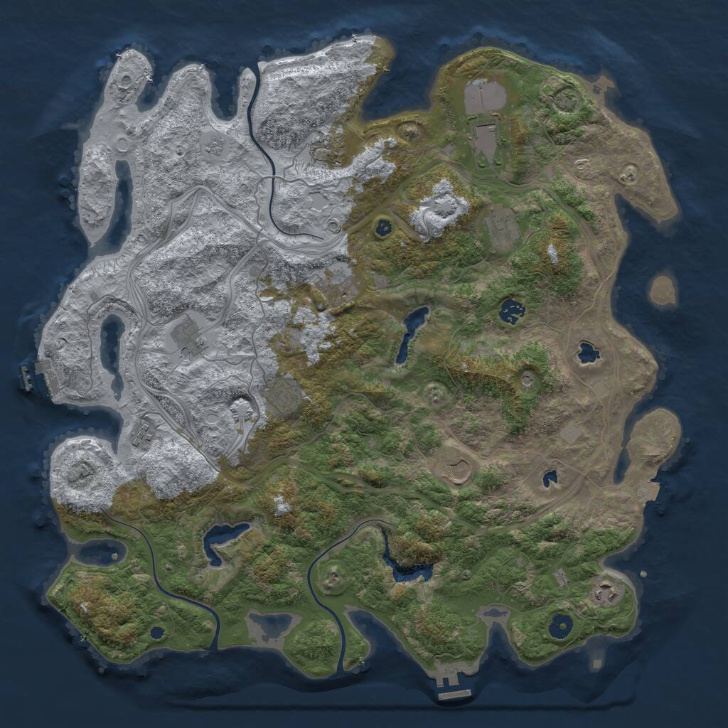 Rust Map: Procedural Map, Size: 4500, Seed: 1206844577, 16 Monuments