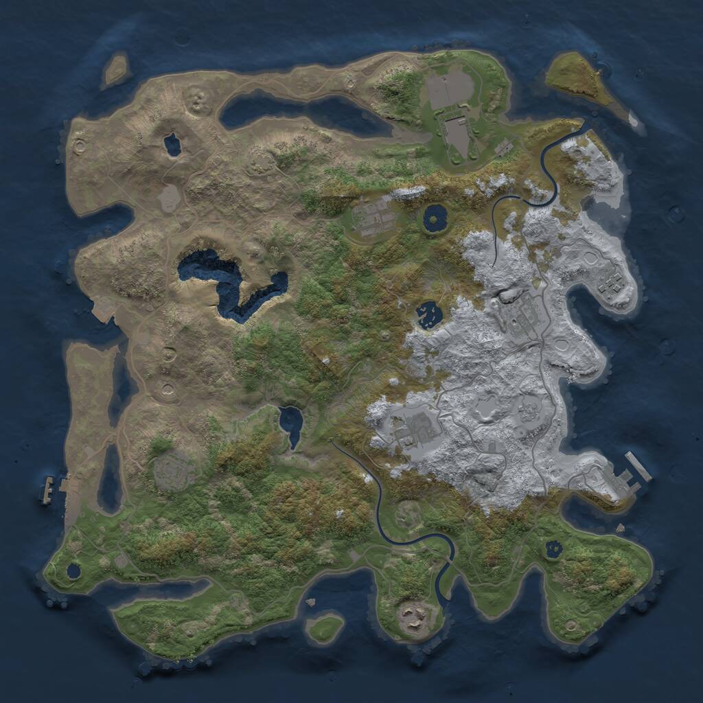 Rust Map: Procedural Map, Size: 4000, Seed: 1428786705, 14 Monuments