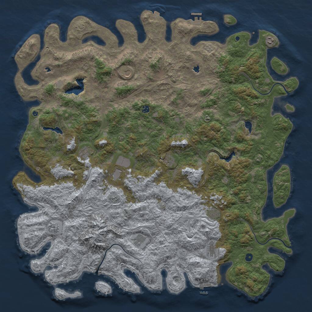 Rust Map: Procedural Map, Size: 6000, Seed: 1690757934, 17 Monuments