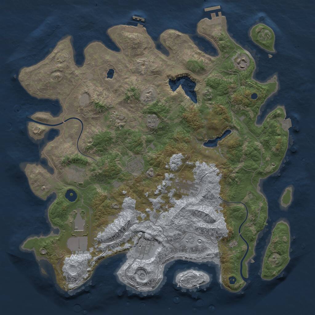 Rust Map: Procedural Map, Size: 4000, Seed: 855412666, 14 Monuments