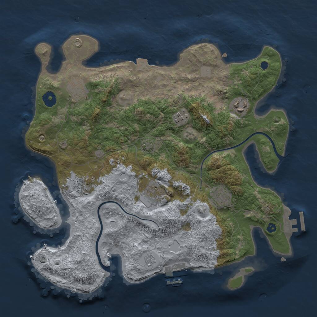 Rust Map: Procedural Map, Size: 3300, Seed: 689777, 11 Monuments