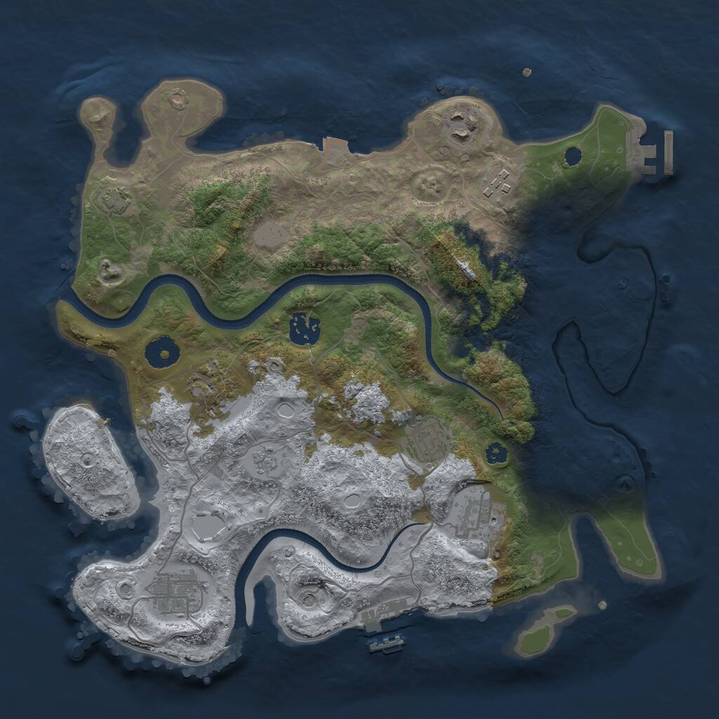 Rust Map: Procedural Map, Size: 3300, Seed: 689777, 13 Monuments