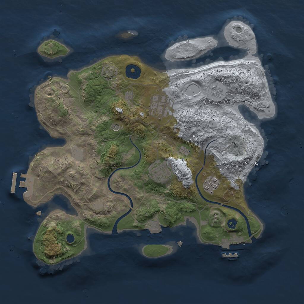 Rust Map: Procedural Map, Size: 3000, Seed: 579320135, 9 Monuments