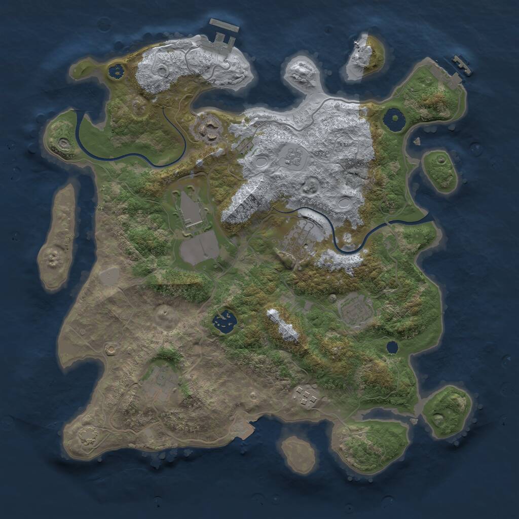 Rust Map: Procedural Map, Size: 3500, Seed: 580067854, 12 Monuments