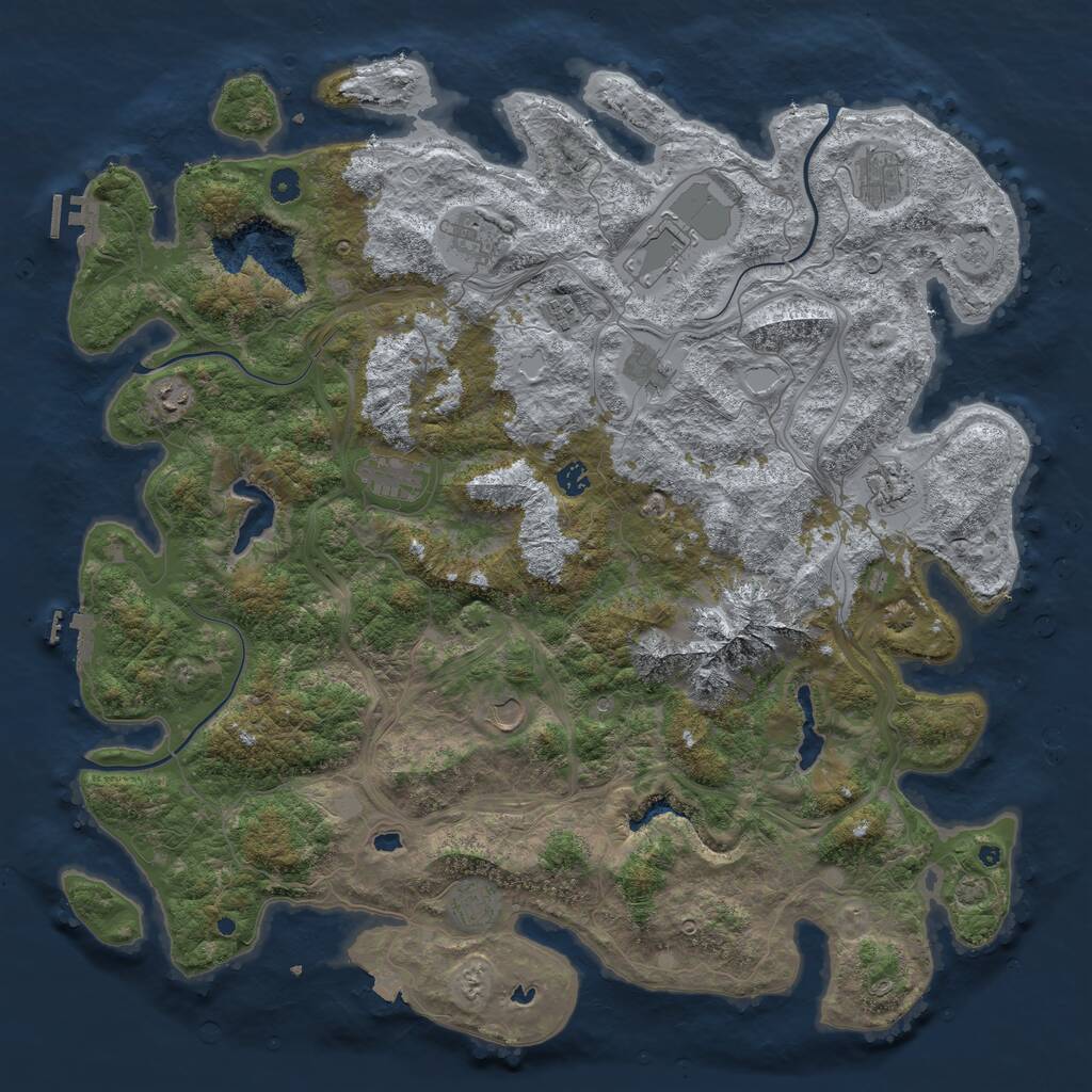 Rust Map: Procedural Map, Size: 5000, Seed: 310244212, 17 Monuments