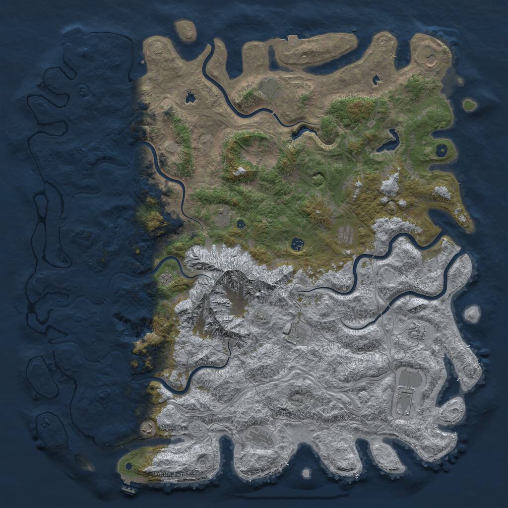 Rust Map: Procedural Map, Size: 6000, Seed: 465956, 19 Monuments