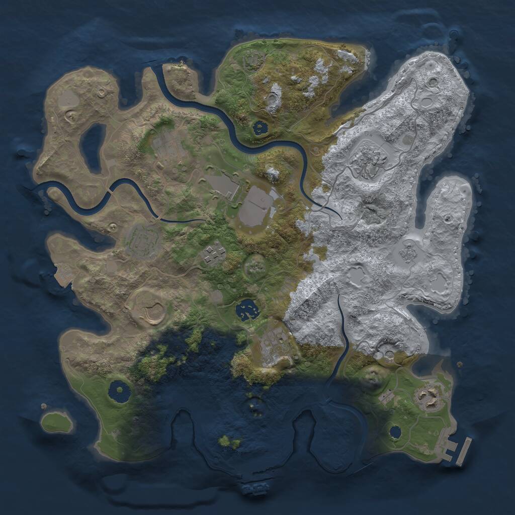Rust Map: Procedural Map, Size: 3500, Seed: 40065157, 17 Monuments