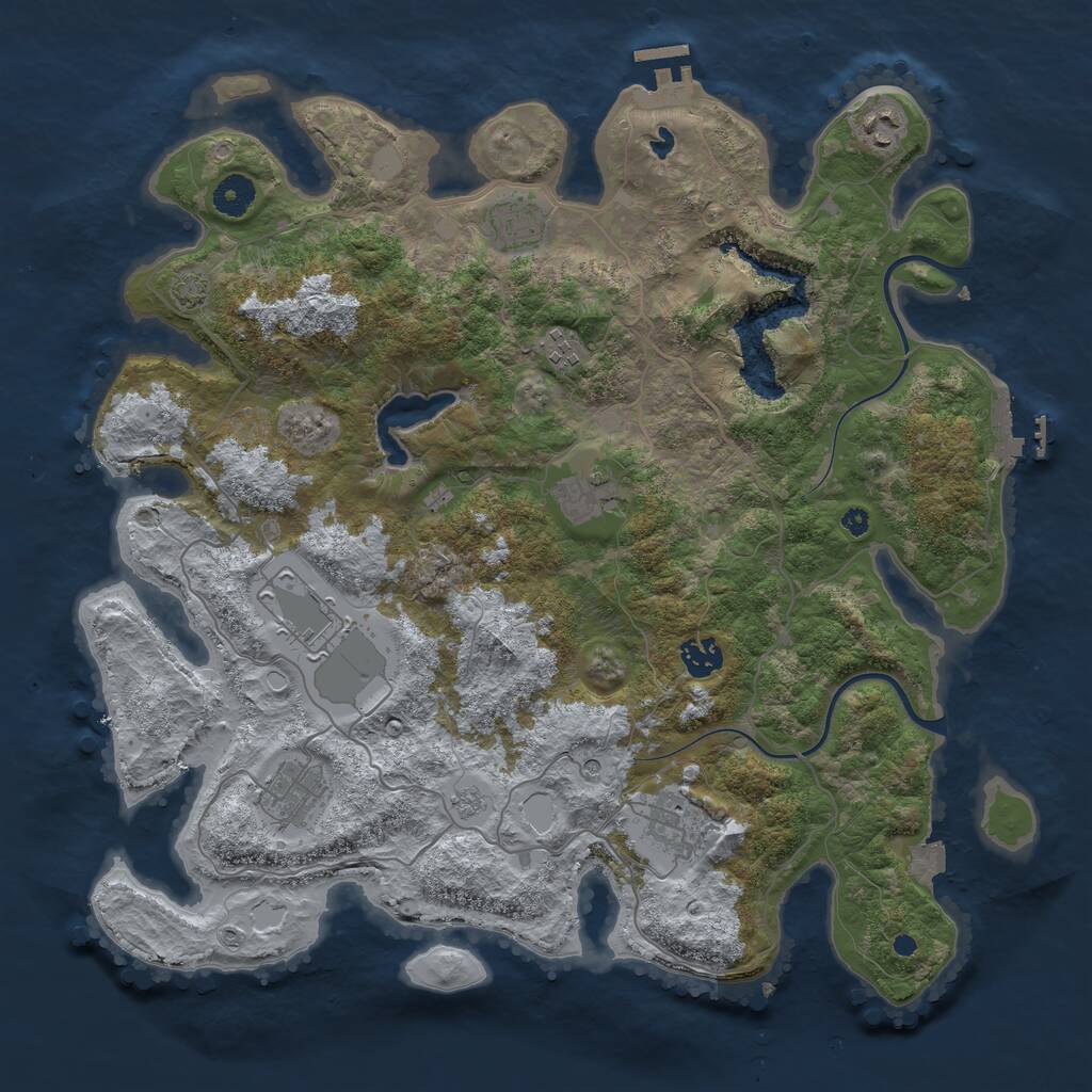 Rust Map: Procedural Map, Size: 4000, Seed: 362558040, 14 Monuments