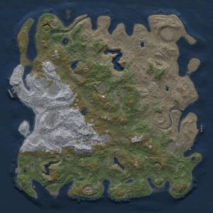 Thumbnail Rust Map: Procedural Map, Size: 5000, Seed: 1100976233, 17 Monuments