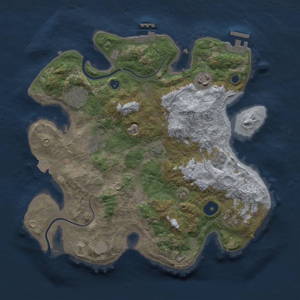 Rust Map: Procedural Map, Size: 3200, Seed: 25679346, 9 Monuments