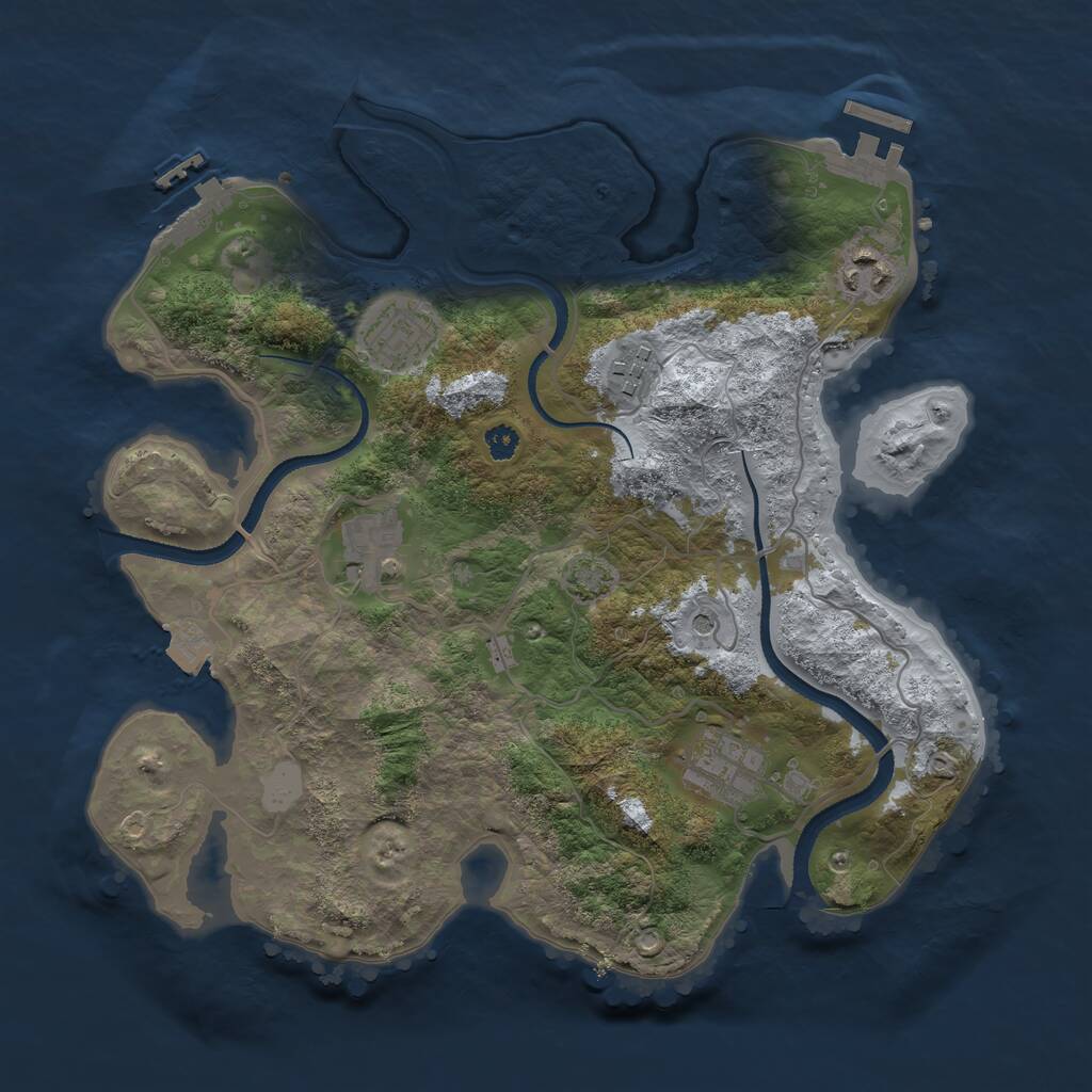 Rust Map: Procedural Map, Size: 3200, Seed: 25679346, 12 Monuments