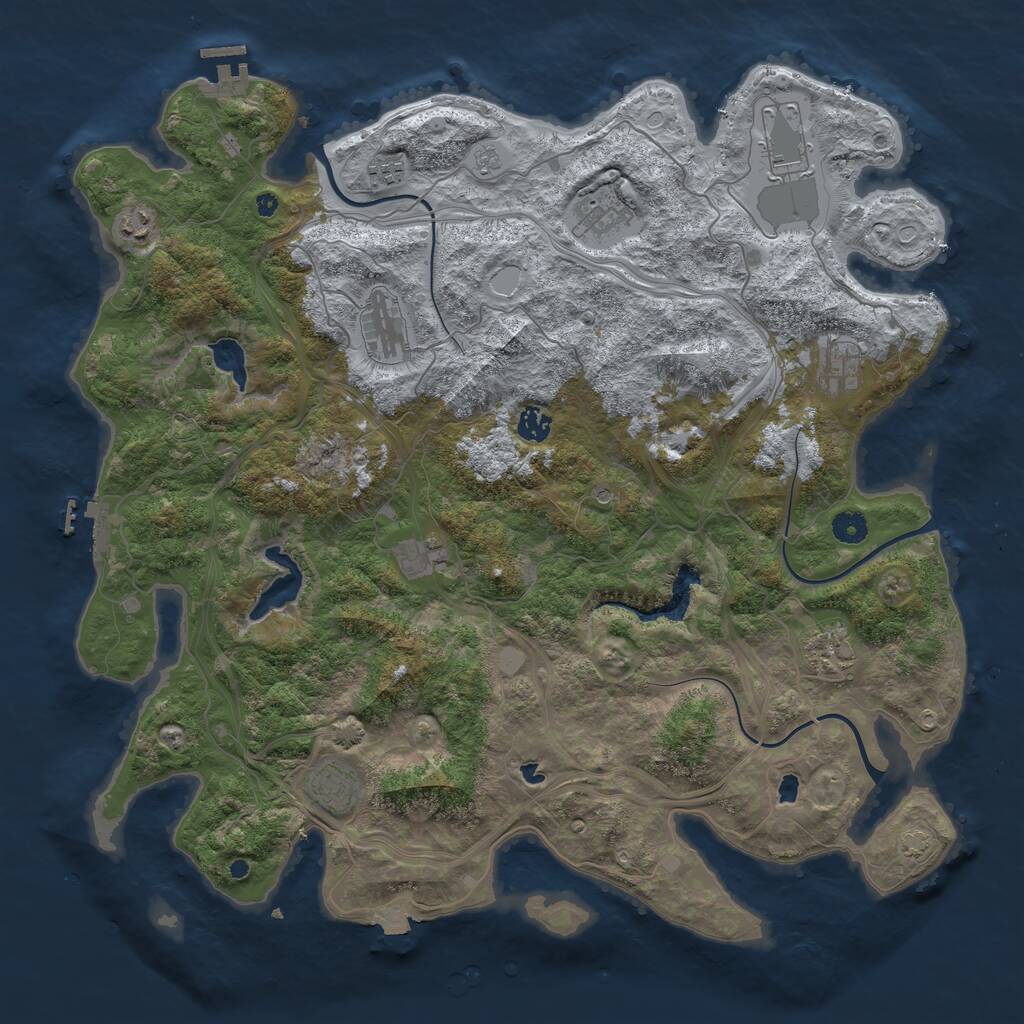 Rust Map: Procedural Map, Size: 4500, Seed: 2101674518, 16 Monuments