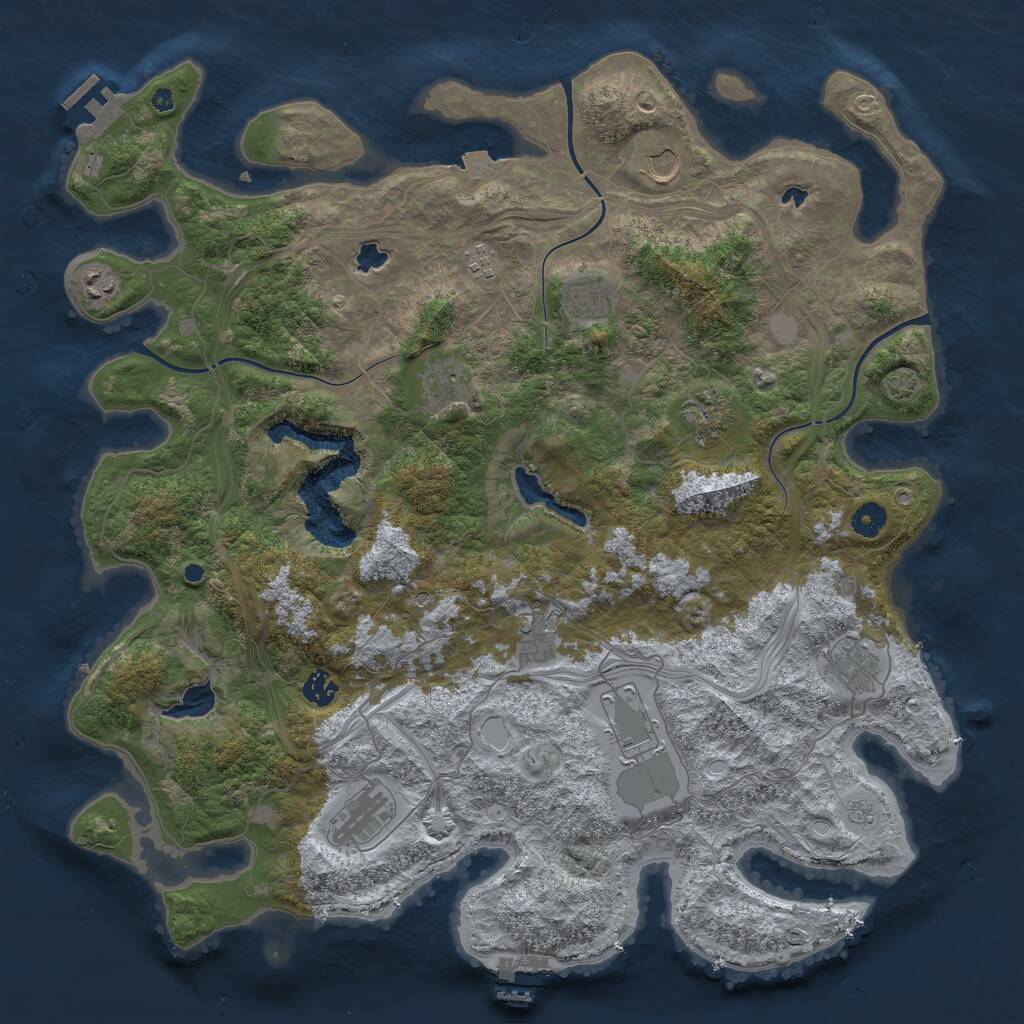 Rust Map: Procedural Map, Size: 4500, Seed: 592755580, 19 Monuments