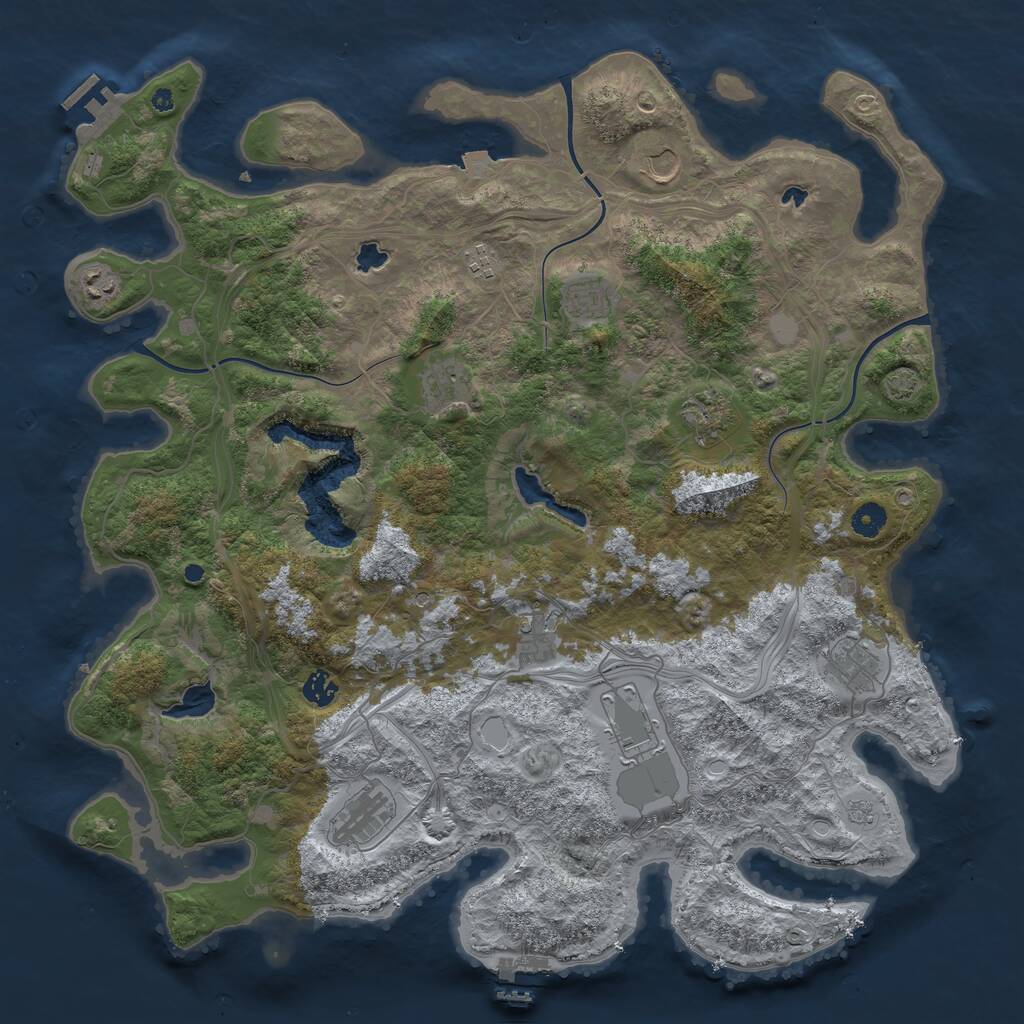 Rust Map: Procedural Map, Size: 4500, Seed: 592755580, 17 Monuments