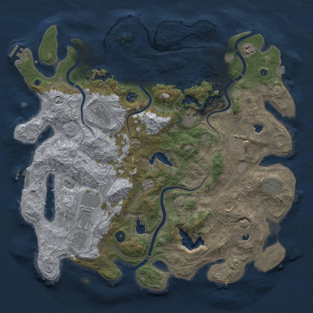 Rust Map: Procedural Map, Size: 4500, Seed: 258894672, 18 Monuments