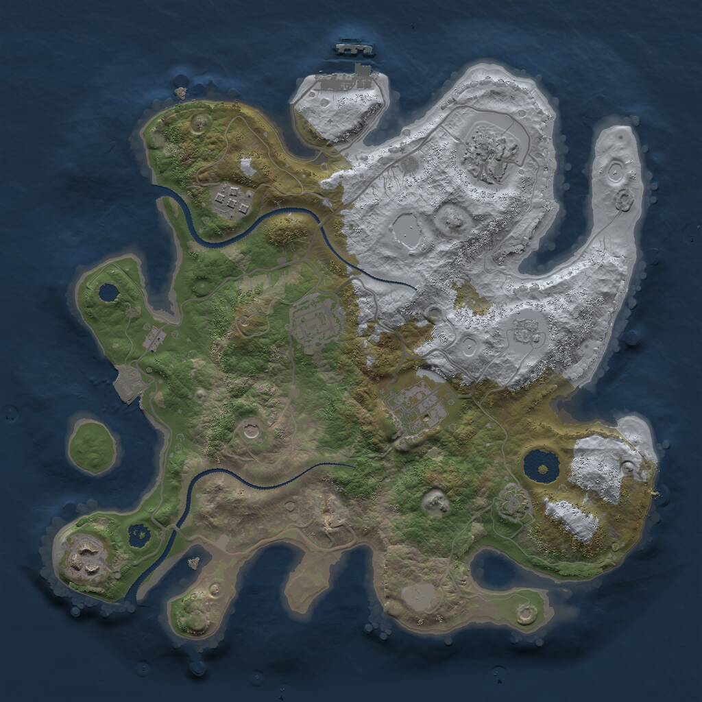 Rust Map: Procedural Map, Size: 3000, Seed: 14823, 10 Monuments