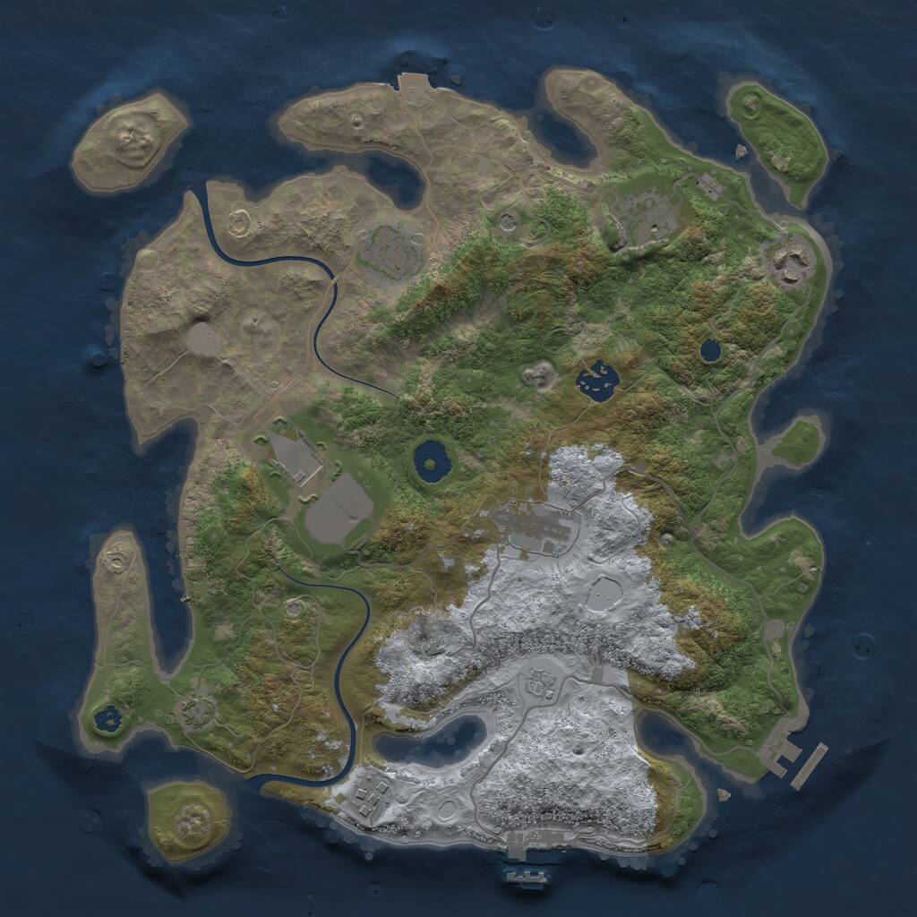 Rust Map: Procedural Map, Size: 3500, Seed: 131923, 13 Monuments