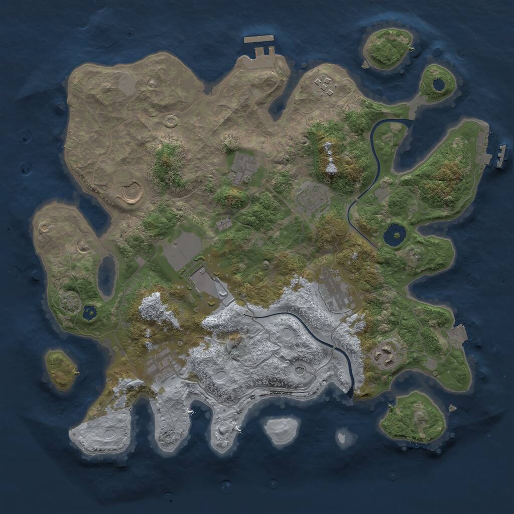 Rust Map: Procedural Map, Size: 3500, Seed: 46323466, 13 Monuments