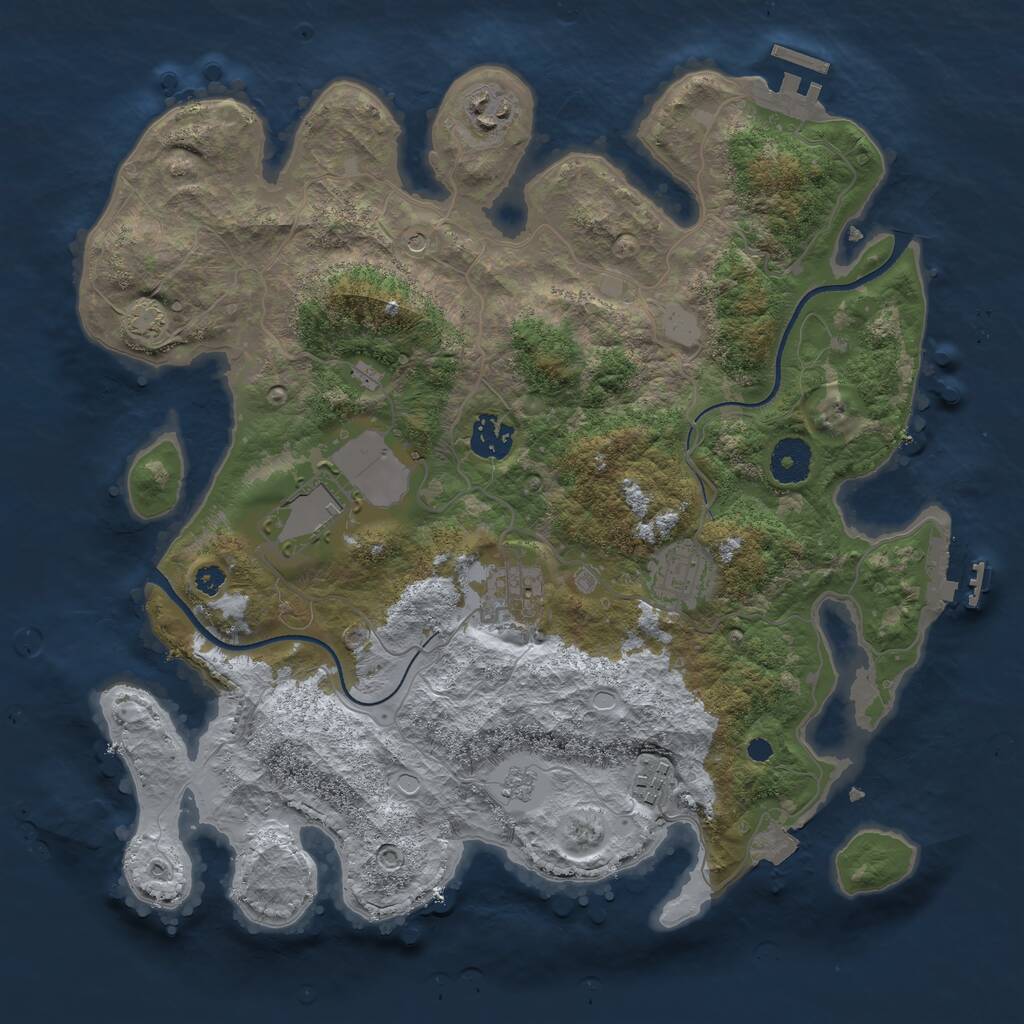 Rust Map: Procedural Map, Size: 3500, Seed: 182915997, 12 Monuments