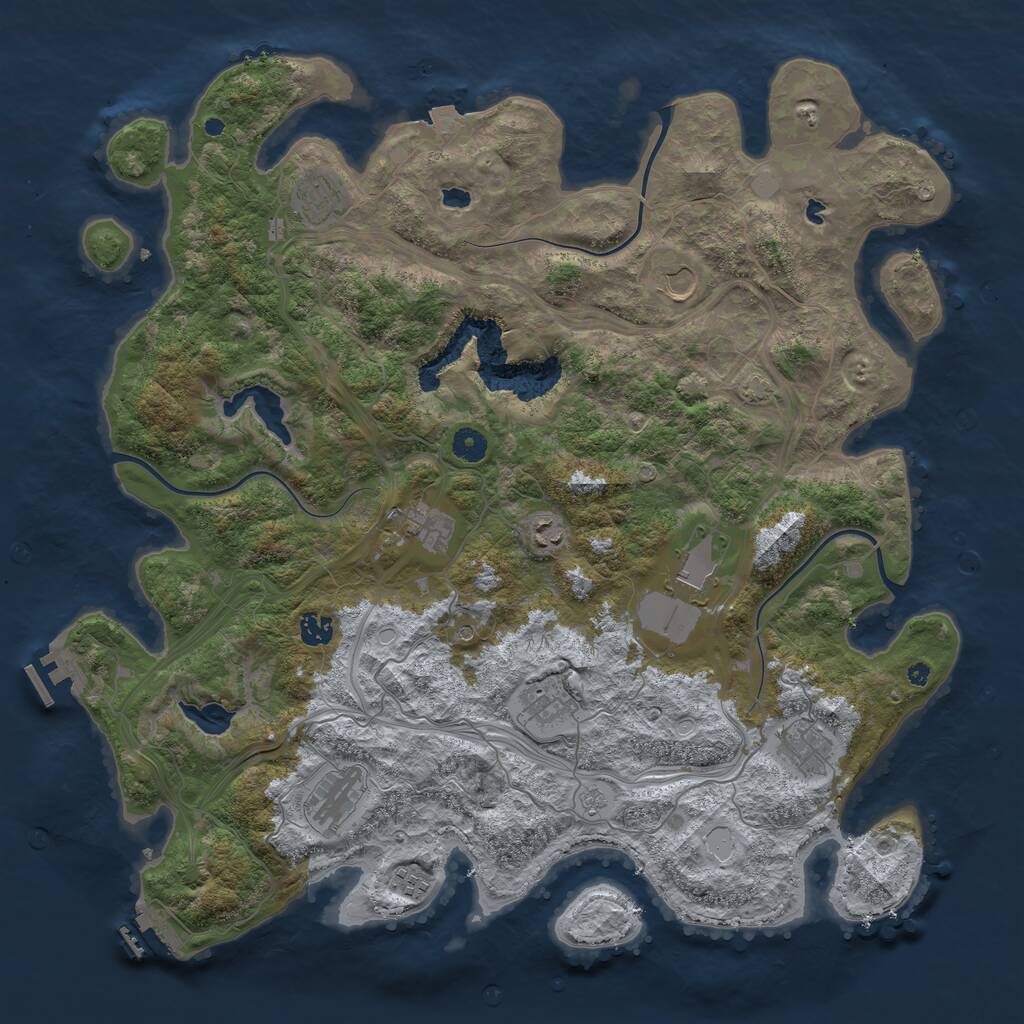 Rust Map: Procedural Map, Size: 4500, Seed: 967277053, 16 Monuments