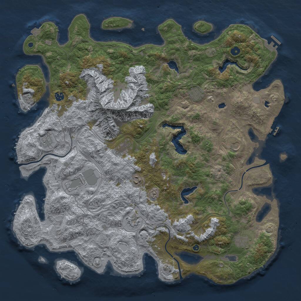 Rust Map: Procedural Map, Size: 5000, Seed: 1367477921, 16 Monuments