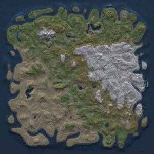 Thumbnail Rust Map: Procedural Map, Size: 6000, Seed: 1186163181, 17 Monuments