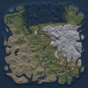 Thumbnail Rust Map: Procedural Map, Size: 6000, Seed: 1186163181, 17 Monuments