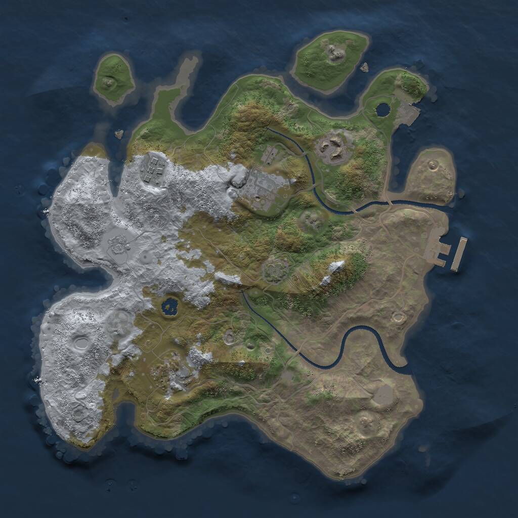 Rust Map: Procedural Map, Size: 3000, Seed: 68823, 8 Monuments