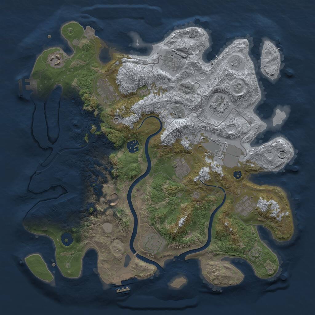 Rust Map: Procedural Map, Size: 3750, Seed: 94823357, 17 Monuments